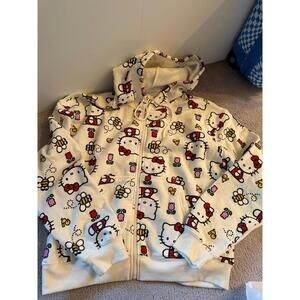 Women's Hello Kitty Zipper Front Hooded Sweatshirt Jacket, Size large NEW W/tags